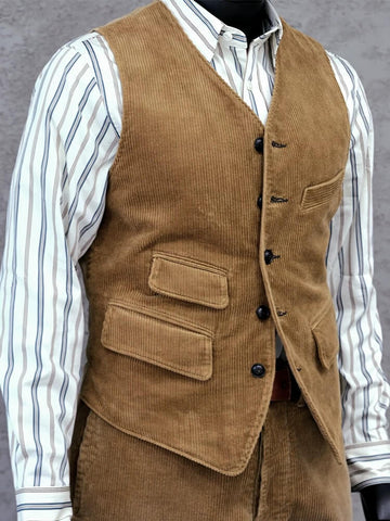 Men's Corduroy V-neck Vest