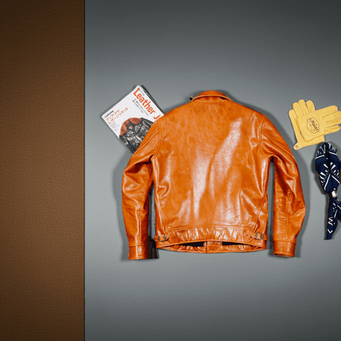 Men's Cossack Leather Jacket, Yellowish-brown