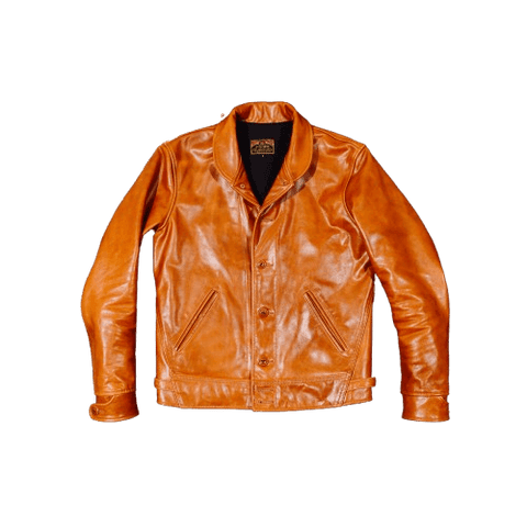 Men's Cossack Leather Jacket, Yellowish-brown
