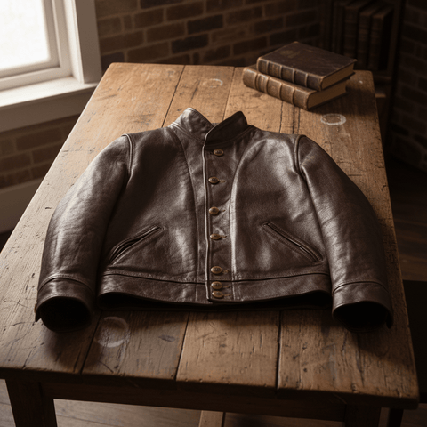 Men's Cossack Leather Jacket, Coffee