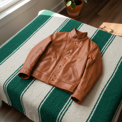 Men's Cossack Leather Jacket, Coffee
