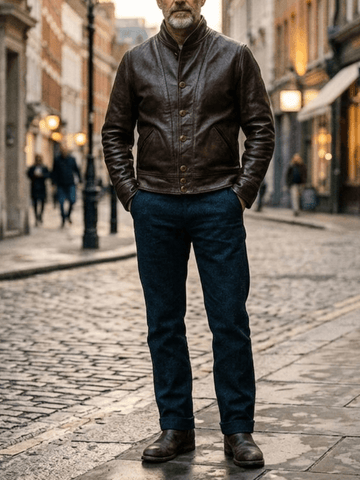 Men's Cossack Leather Jacket, Coffee