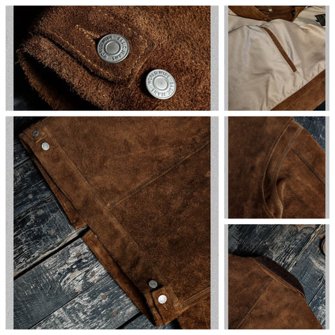 Men's Cow Suede Field Jacket, Brown