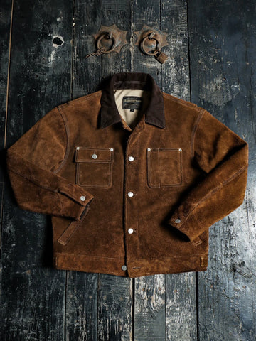 Men's Cow Suede Field Jacket, Brown