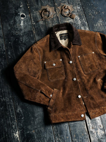 Men's Cow Suede Field Jacket, Brown