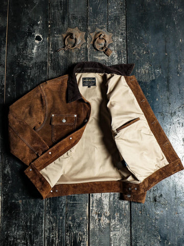 Men's Cow Suede Field Jacket, Brown