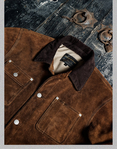 Men's Cow Suede Field Jacket, Brown