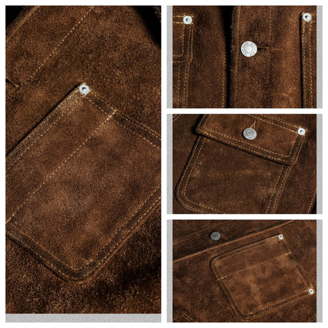 Men's Cow Suede Field Jacket, Brown