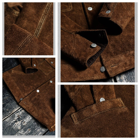 Men's Cow Suede Field Jacket, Brown