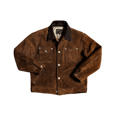 Men's Cow Suede Field Jacket, Brown