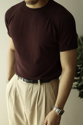 T-shirt tricoté à manches courtes pour homme