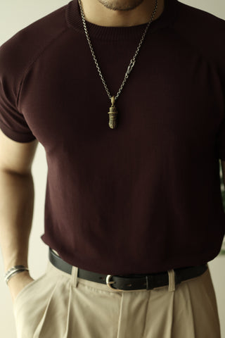 T-shirt tricoté à manches courtes pour homme