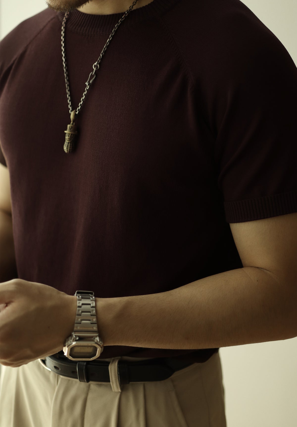 T-shirt tricoté à manches courtes pour homme