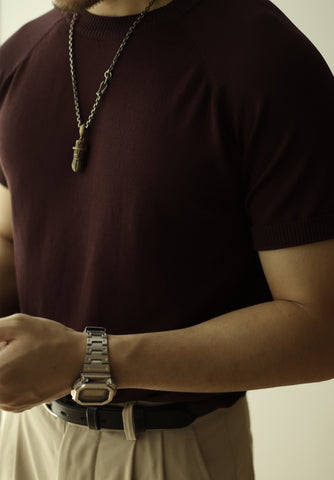 T-shirt tricoté à manches courtes pour homme