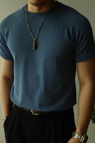 T-shirt tricoté à manches courtes pour homme