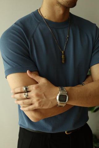 T-shirt tricoté à manches courtes pour homme