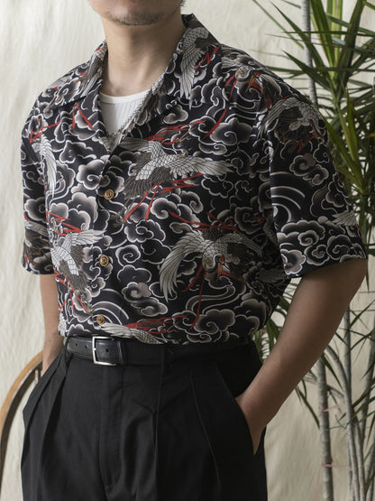 Men's Crane Printed Aloha Shirt