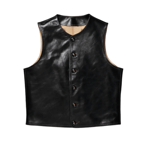 Men's Crew Neck Leather Vest, Teacore Horsehide