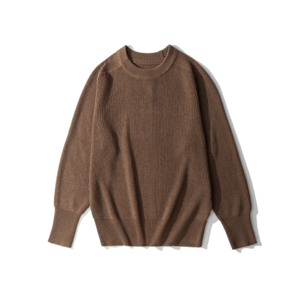 Crew Neck Wool Sweater Brown