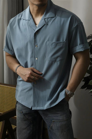 Men's Camp Collar Shirt Short Sleeves