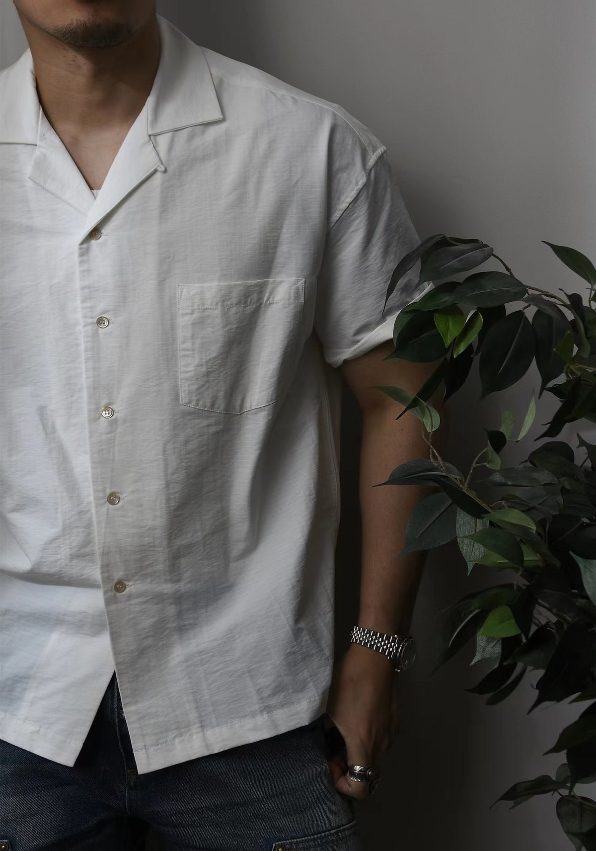 Men's Cuban Collar Shirt Short Sleeves