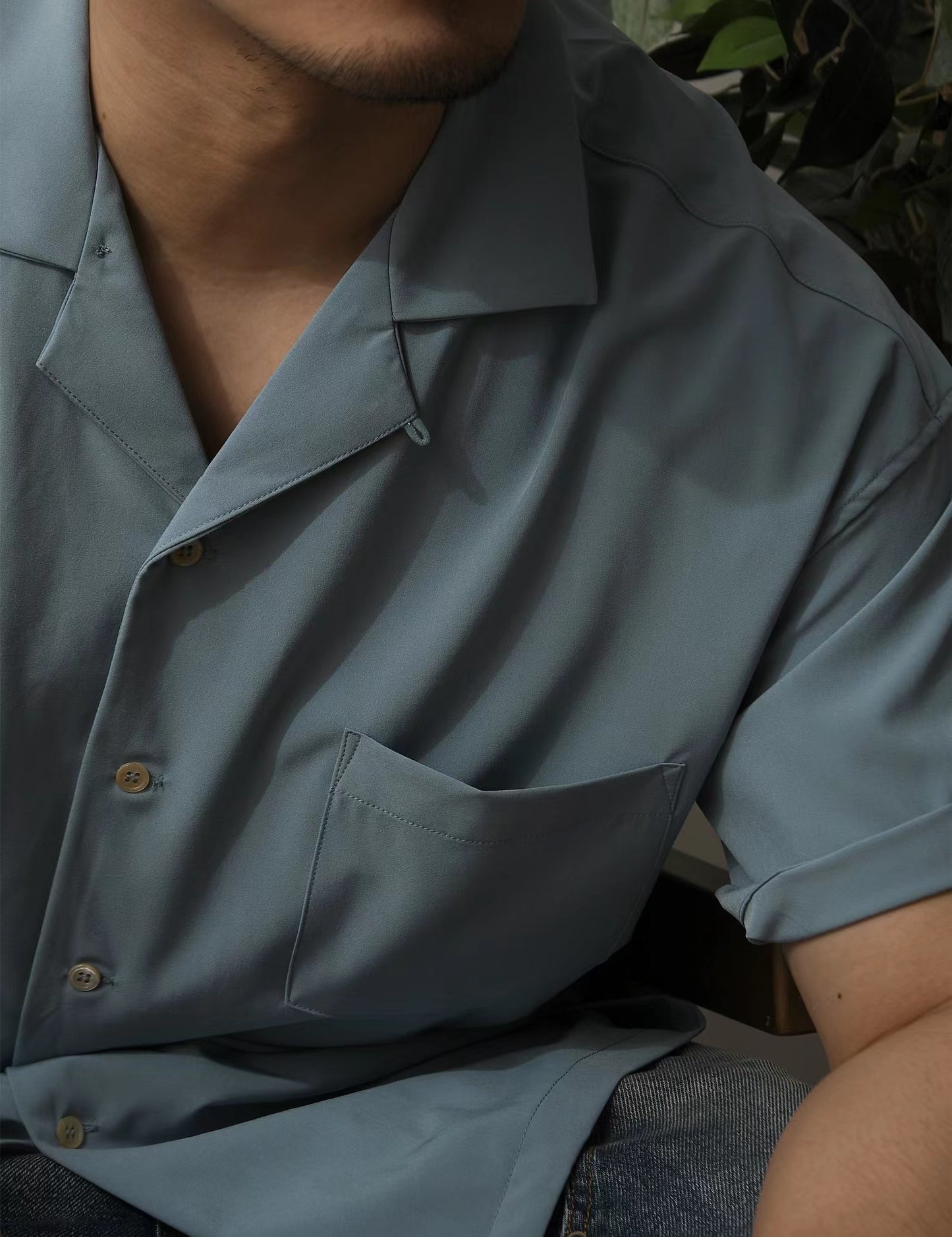 Men's Camp Collar Shirt Short Sleeves