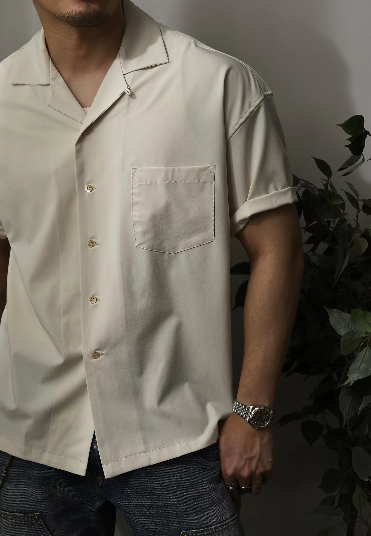 Men's Camp Collar Shirt Short Sleeves