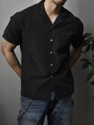 Men's Cuban Collar Shirt Short Sleeves