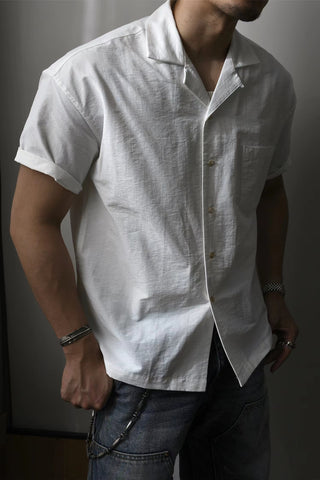 Men's Cuban Collar Shirt Short Sleeves