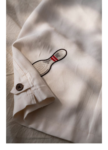 メンズ刺繍ボウリングシャツ