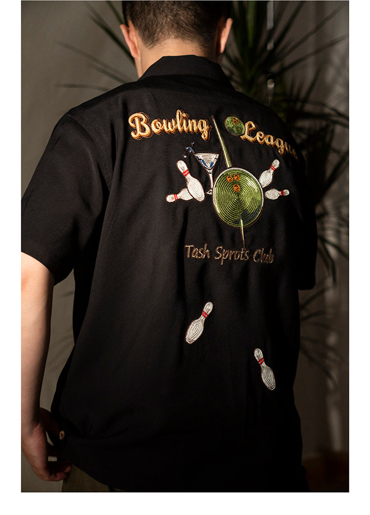 Men's Embroidery Bowling Shirt