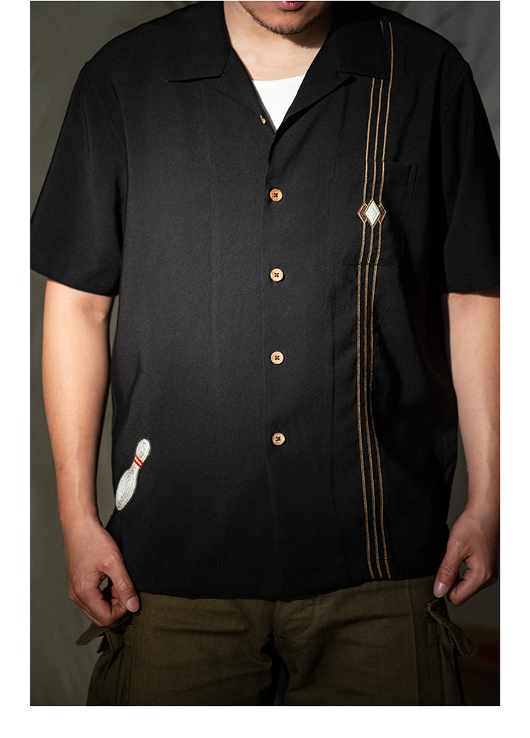 Men's Embroidery Bowling Shirt