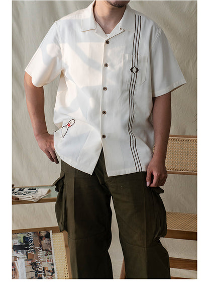 Men's Embroidery Bowling Shirt