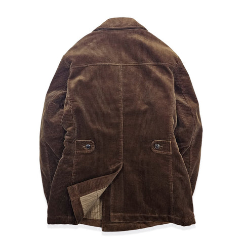 Men's Double Breasted Corduroy Pea Coat, Brown