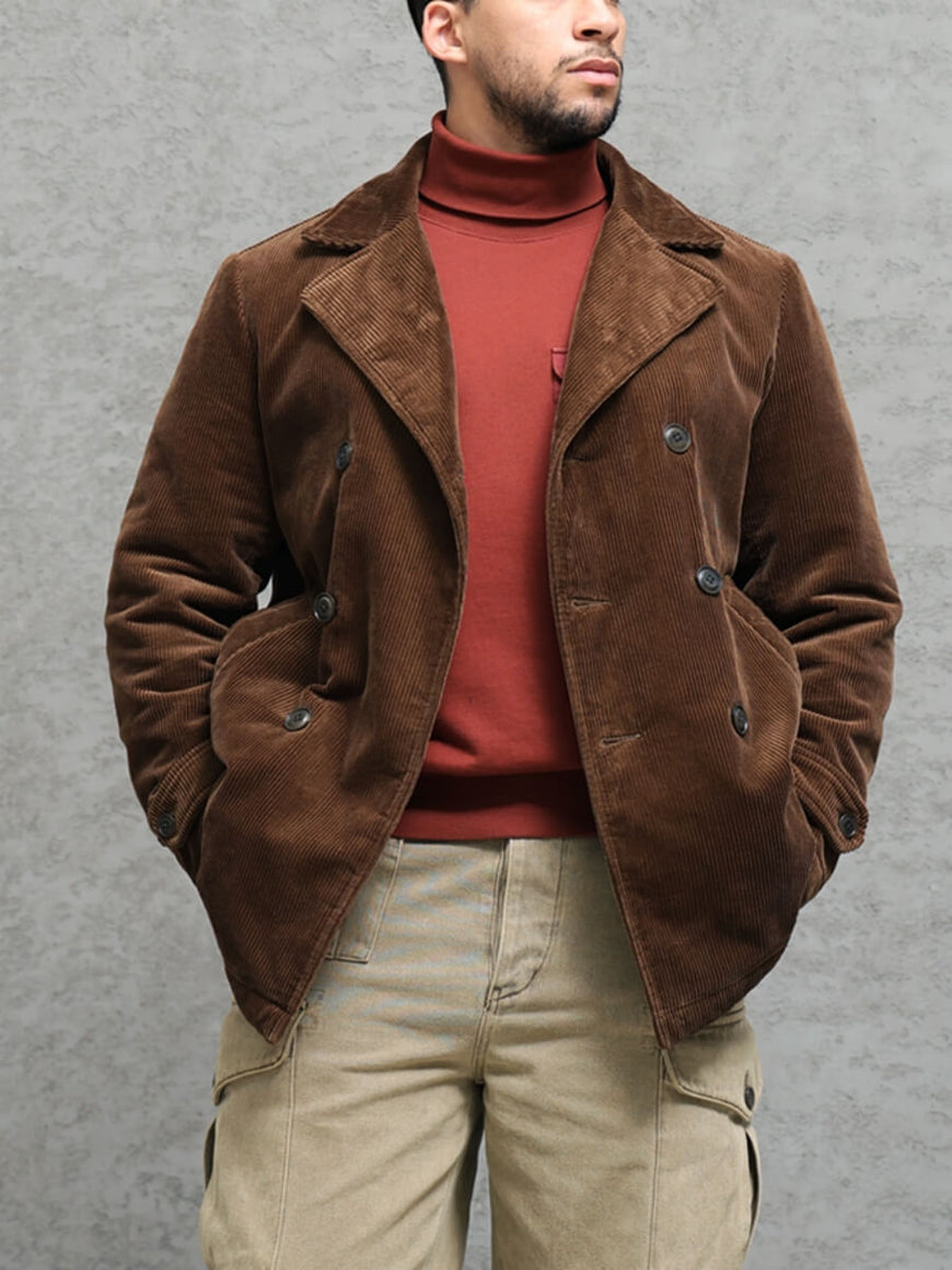 vintage corduroy jacket / blouson / 短丈 J. Crew Sherpa-lined Men's Vintage Corduroy Workshirt Coat