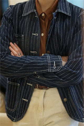 Veste en jean pour homme à rayures et originale