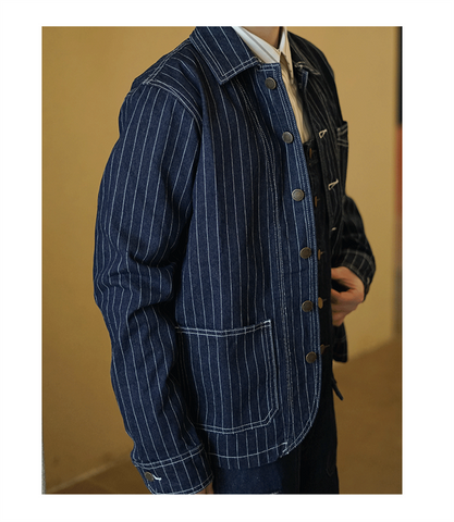 Veste en jean pour homme à rayures et originale