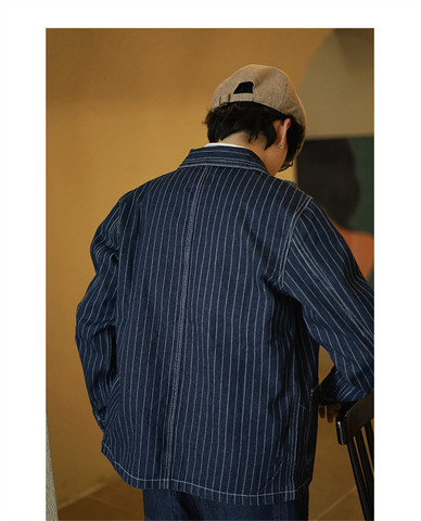 Veste en jean pour homme à rayures et originale