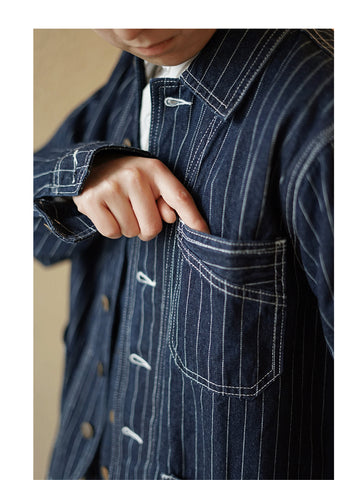 Veste en jean pour homme à rayures et originale