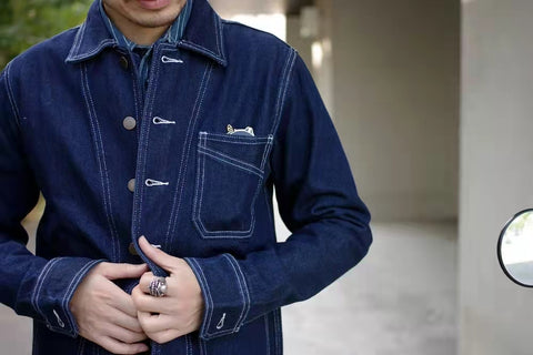 Veste en jean pour homme à rayures et originale