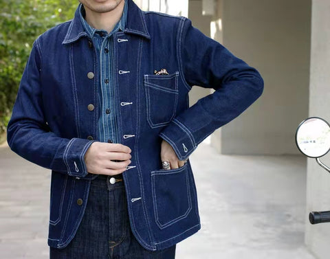 Veste en jean pour homme à rayures et originale