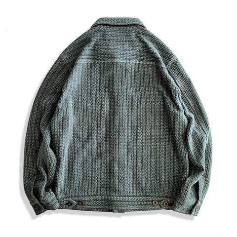 Men's Honeycomb Striped Denim Trucker Jacket