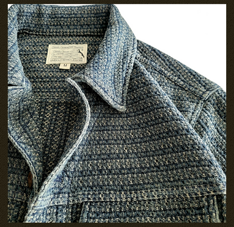 Men's Honeycomb Striped Denim Trucker Jacket