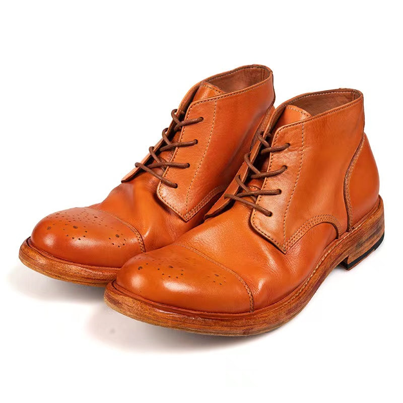 Men's Leather Brogue Derby Boots