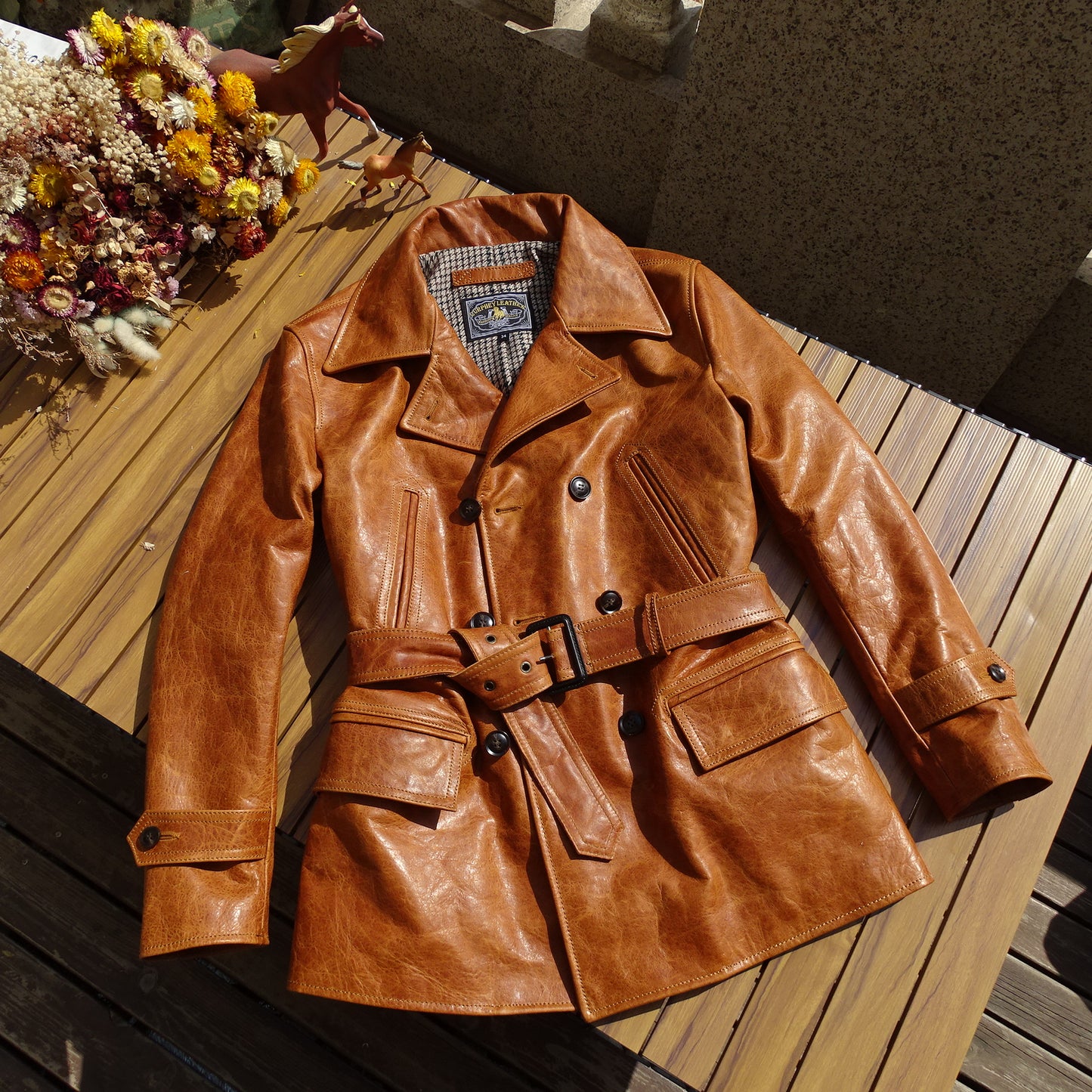 Men's Switchyard Leather Coat Amber