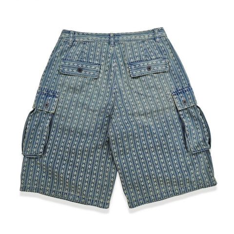 Men's Diamond Jacquard Relaxed-Fit Denim Shorts
