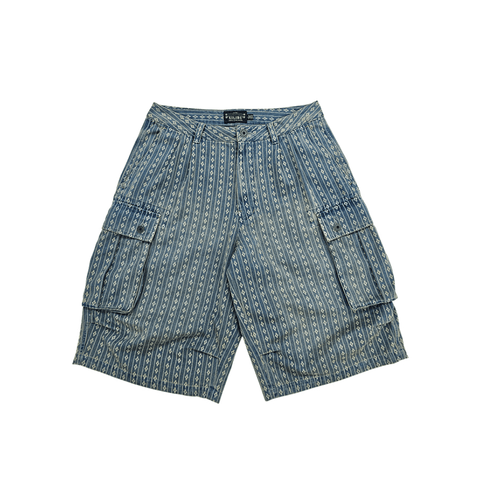 Men's Diamond Jacquard Relaxed-Fit Denim Shorts