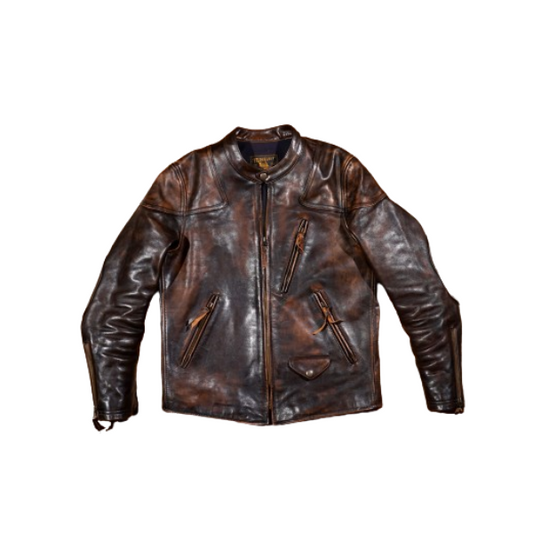 Men's Distressed Biker Leather Jacket