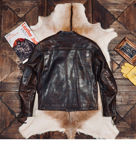 Men's Distressed Biker Leather Jacket