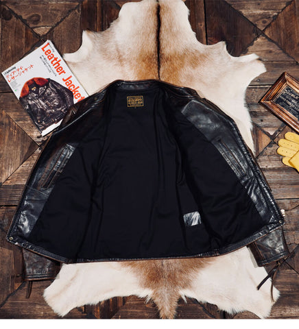 Men's Distressed Biker Leather Jacket